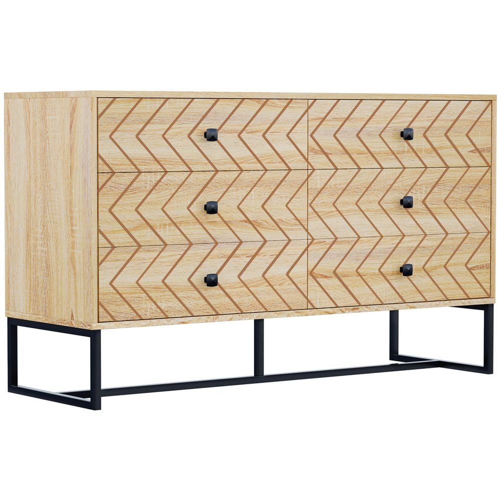 6 Drawer Bedroom Drawers with Zig Zag Design