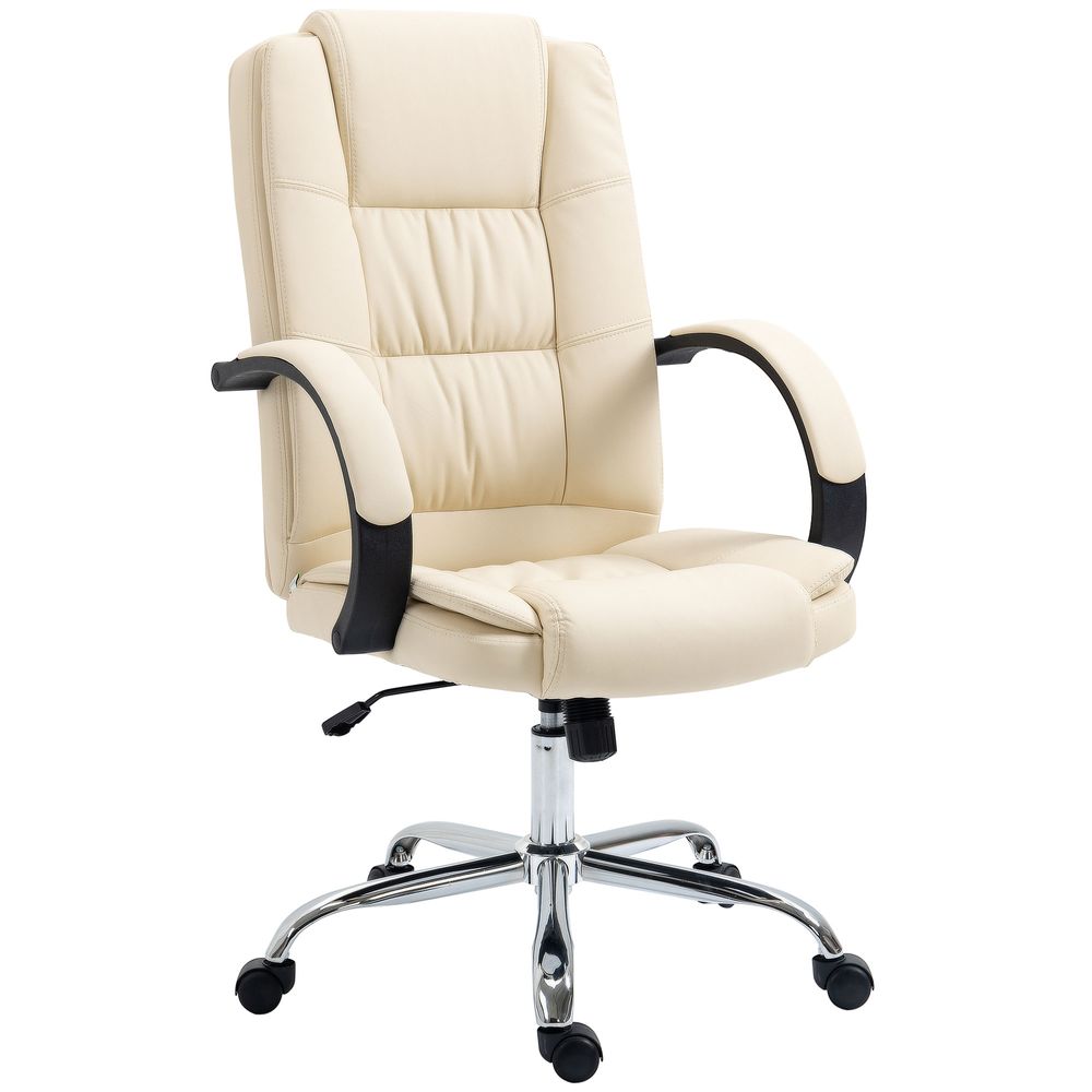 PU Leather High Back Executive Office Chair - Cream