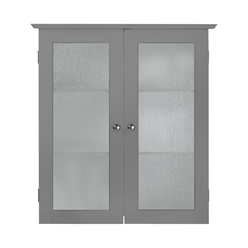 Connor Grey Bathroom Wall Cabinet with 2 Glass Doors