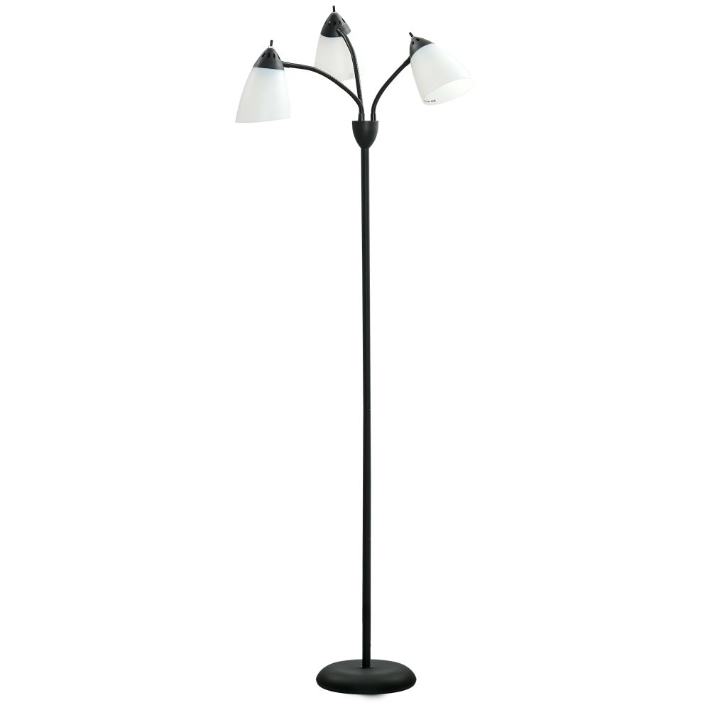 Black Steel Arc Tree Floor Lamp with 3 Adjustable Rotating Lights