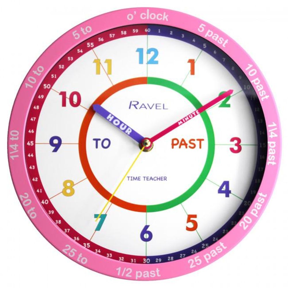 Ravel 25cm Time-Teacher Pink Wall Clock - R.KC.08