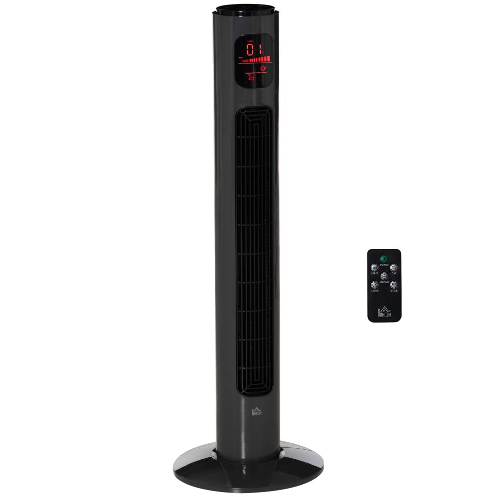 Dark Grey 3 Speed Oscillating Tower Fan with 3 Mode Timer