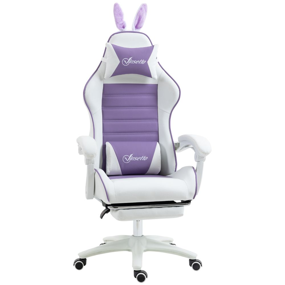 Vinsetto Racing Style Purple Gaming Chair with Removable Rabbit Ears