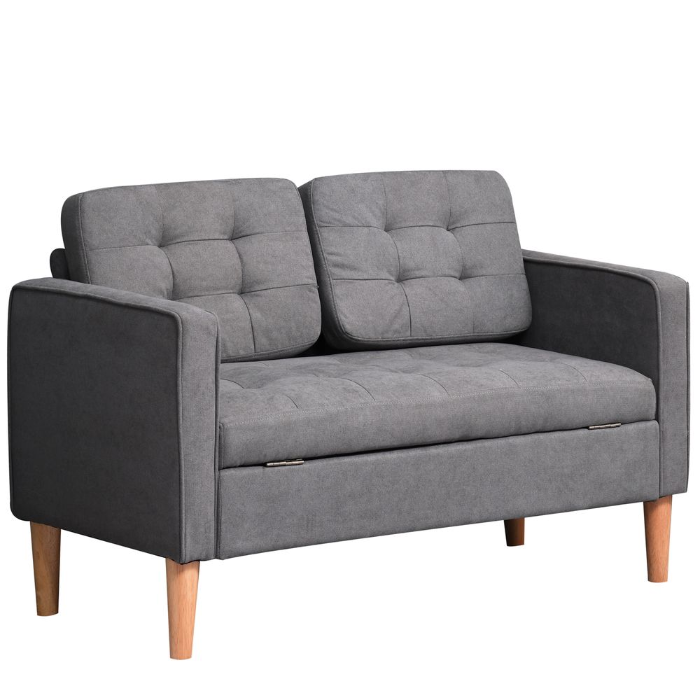 HOMCOM 2-Seater Compact Loveseat Sofa - Grey