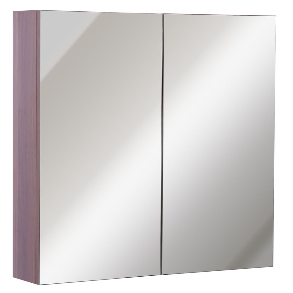 Kleankin Double Door Mirrored Bathroom Cabinet - Walnut Brown