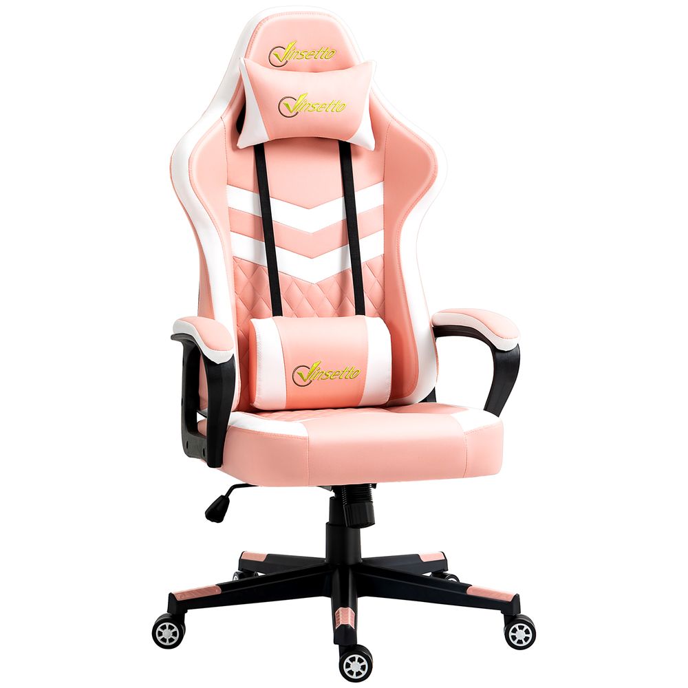 Racing Pink Vinsetto Gaming Chair with Lumbar Support