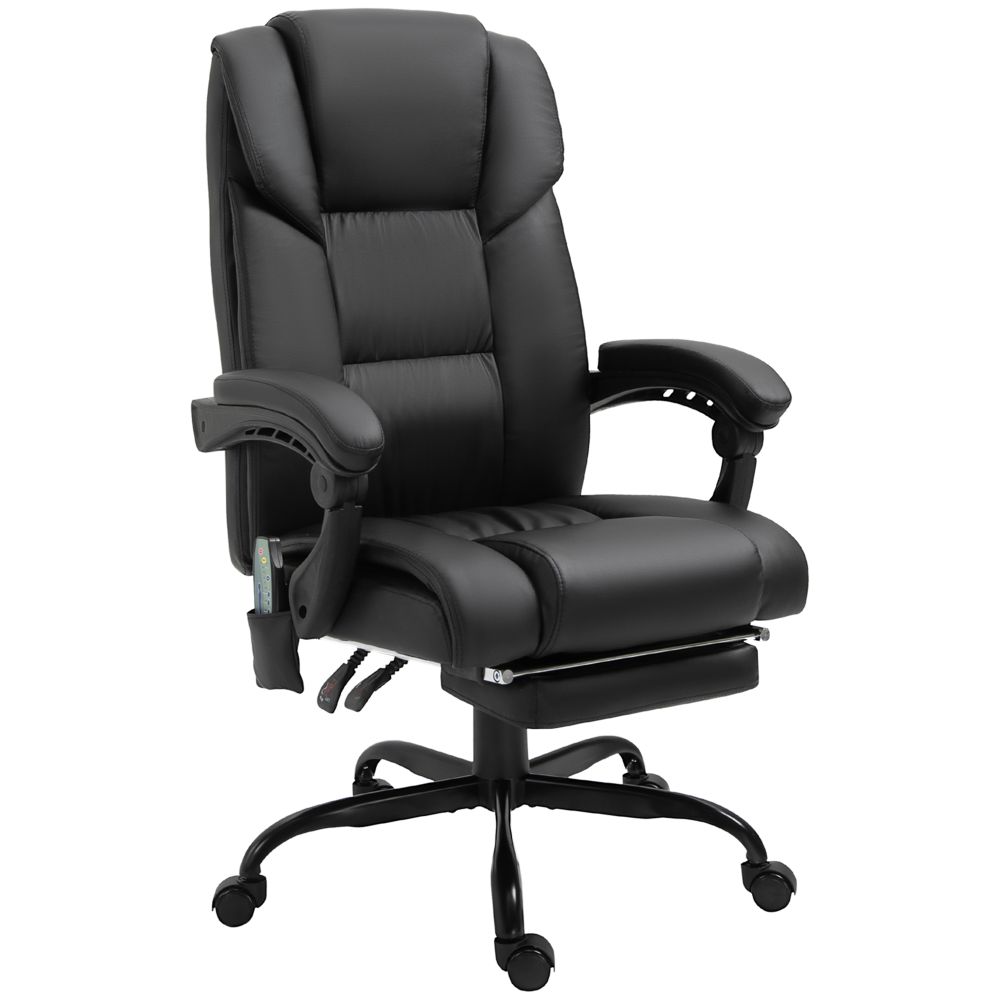 Black Faux Leather Adjustable Electric Office Chair