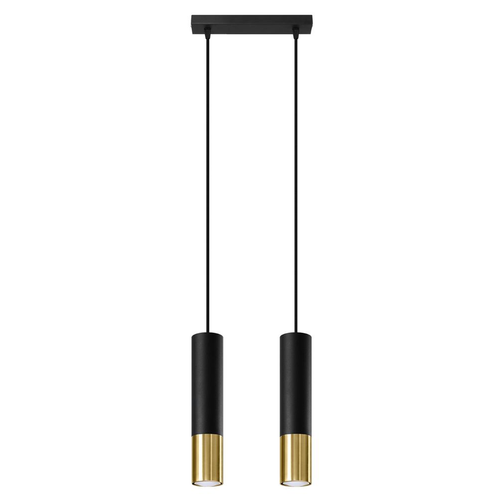 Loopez Modern 2 Tube Black and Gold Steel Pendant Lamp - GU10