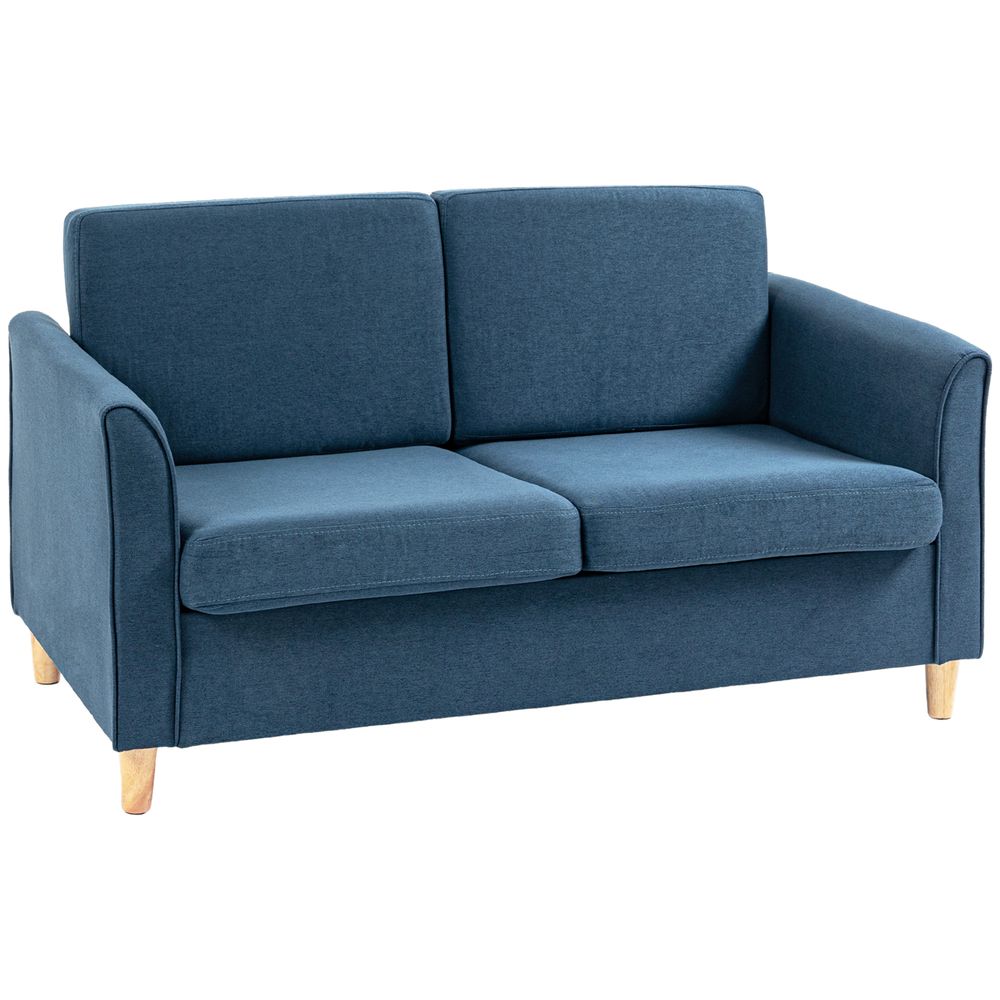 Homcom Linen Upholstery Double Seat Sofa with Armrests - Blue