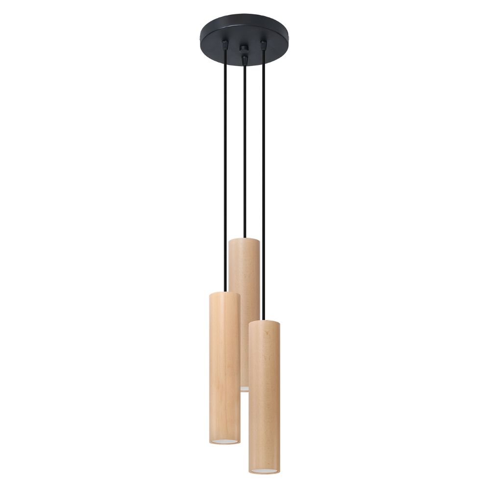 Lino Scandinavian Design 3 Tube Wood Pendant Lamp - GU10