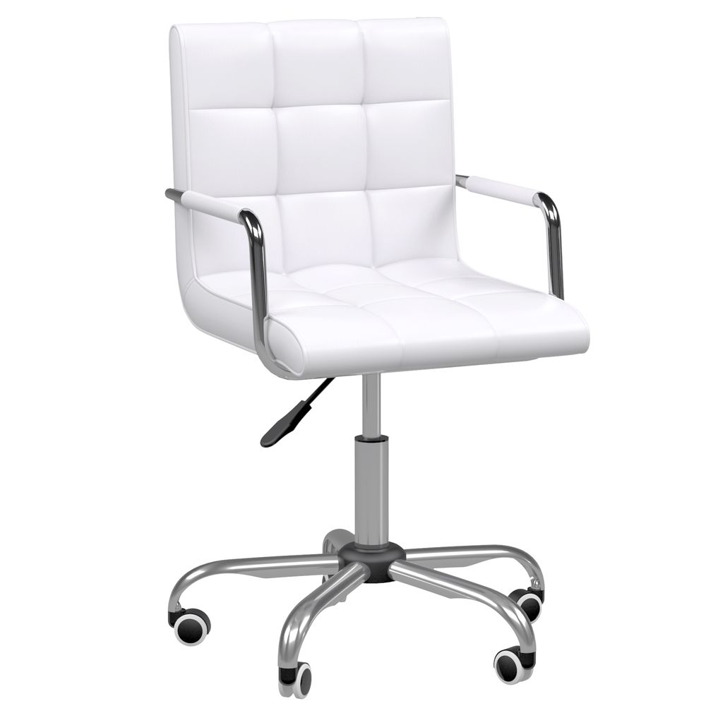 Mid Back PU Leather White Padded Office Chair