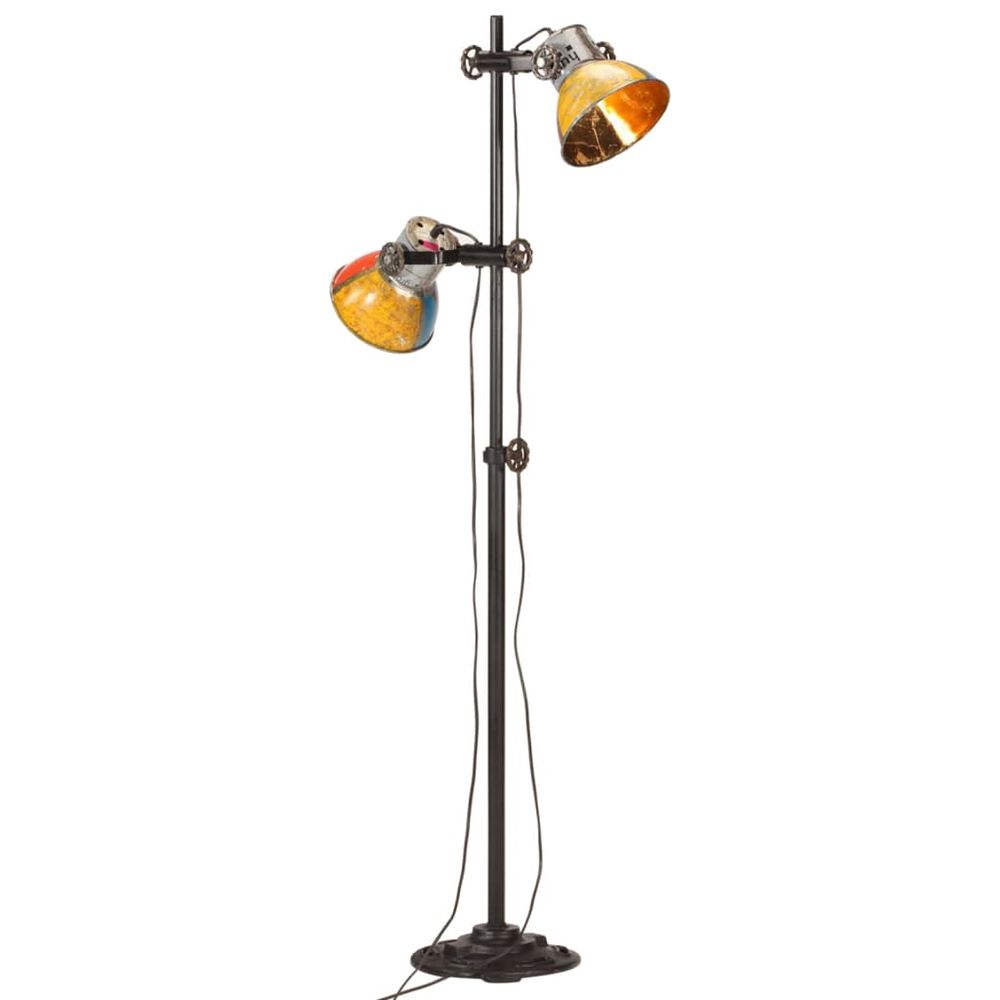 Multicolour E27 Industrial Floor Lamp with 2 Lampshades