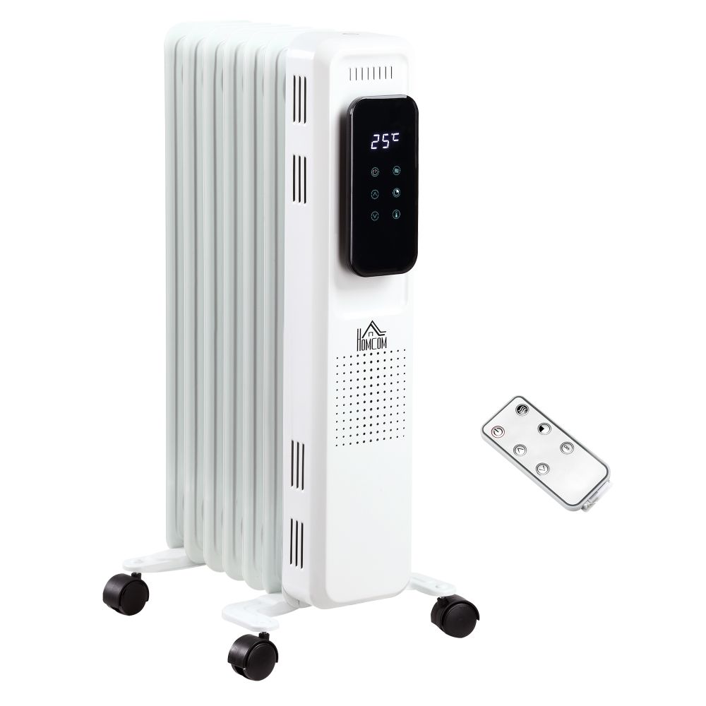 White Oil Filled Electric Radiator Heater with LED Display - 1630W
