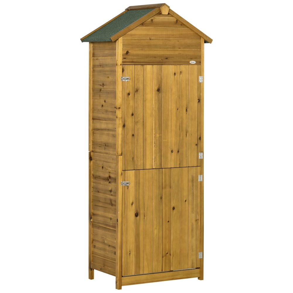 Wooden Tool Shed Cabinet with Lockable Doors - 191cm x 79cm x 49cm