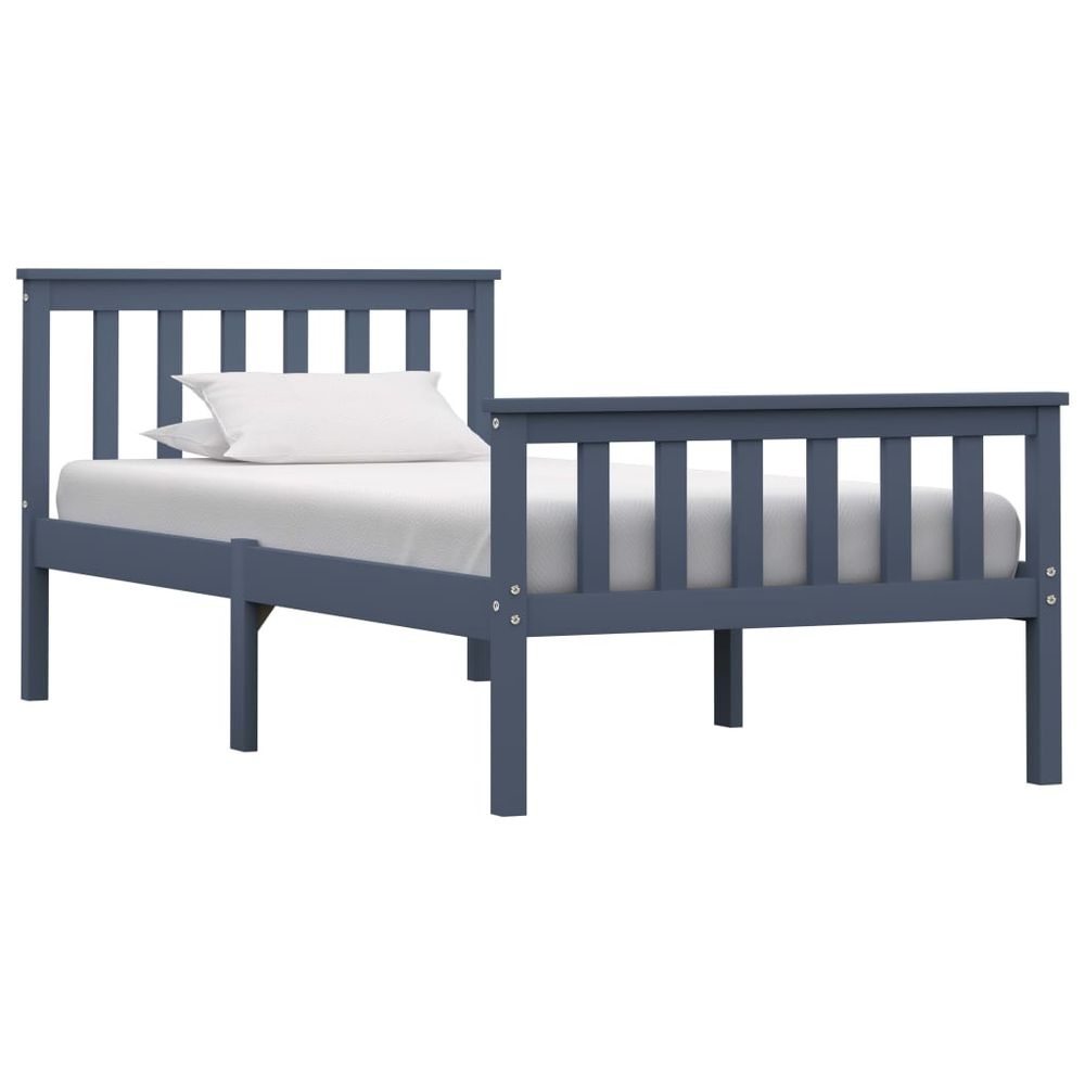 Grey Solid Pine Single Bed Frame - 100cm x 200cm
