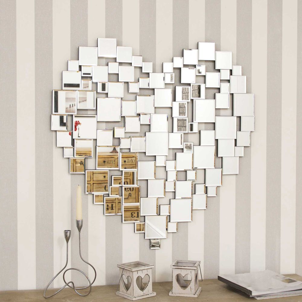 All Glass Collage Love Heart Wall Mirror - 81cm x 80cm