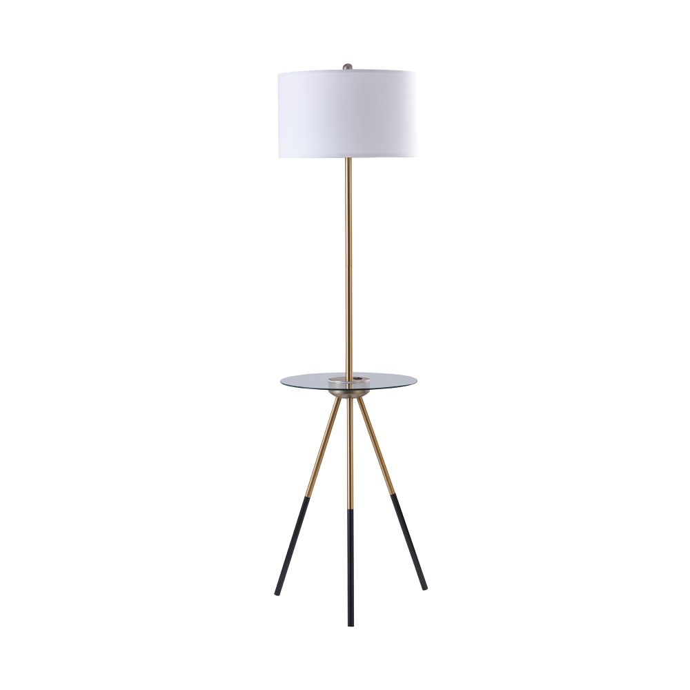 Myra Standard Tripod Floor Lamp with Built-in USB & Table - White
