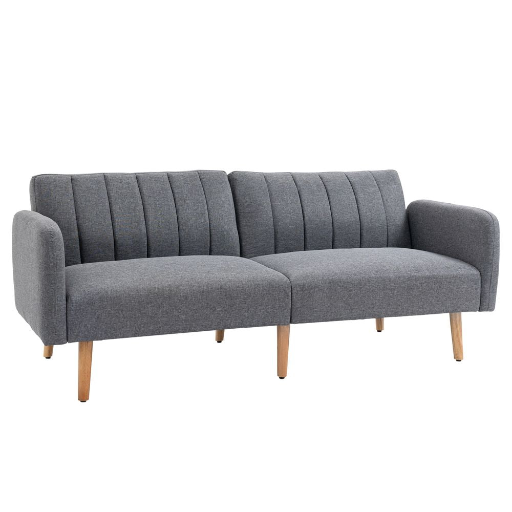 Modern Grey 2 Seater Sofa Bed with Adjustable Backrest