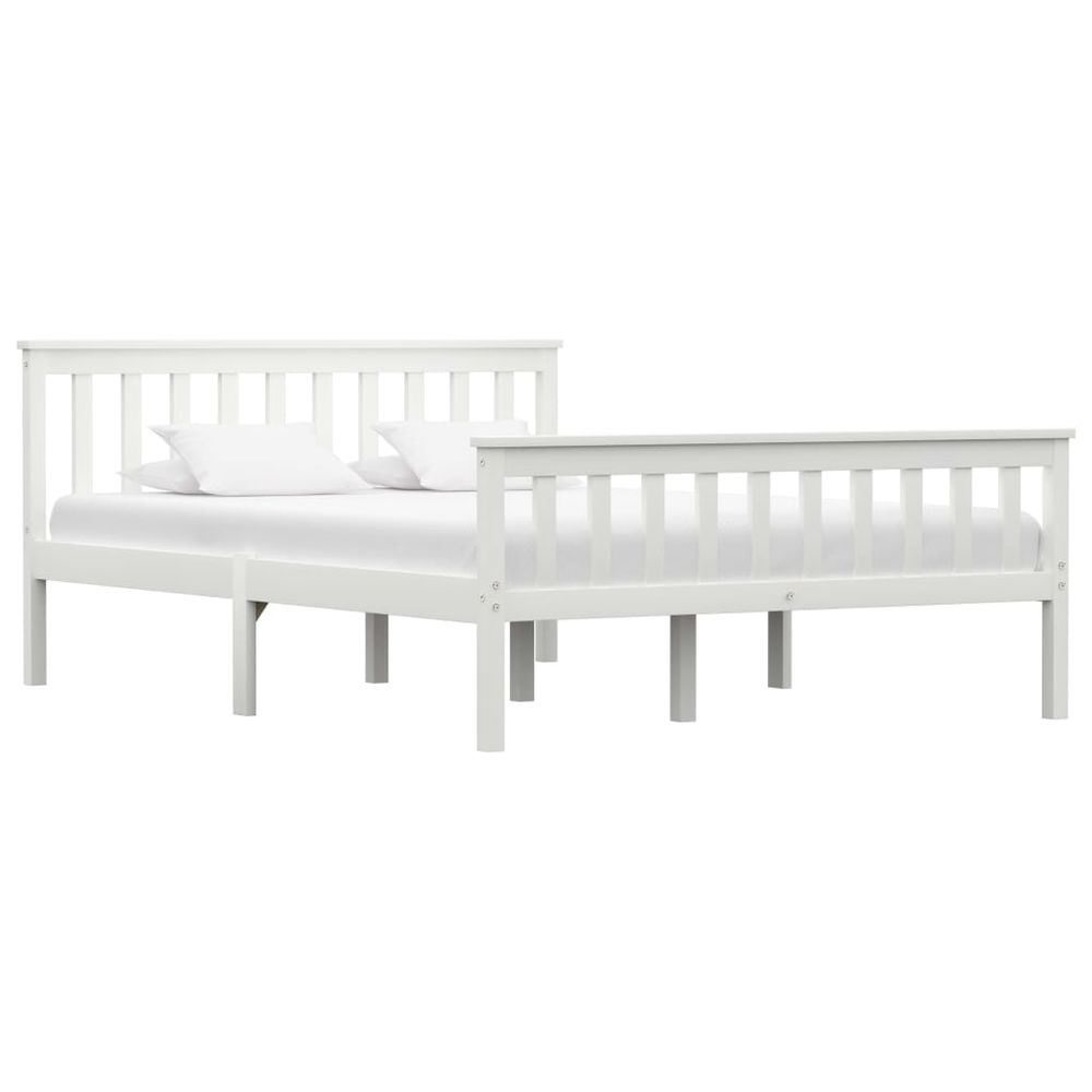 White Solid Pine Double Bed Frame - 135cm x 190cm