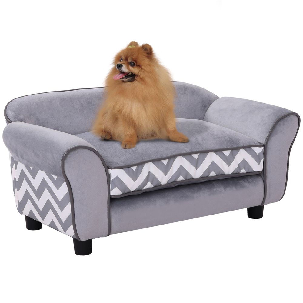 Grey & White Dog Settee Bed with Removable Cushion