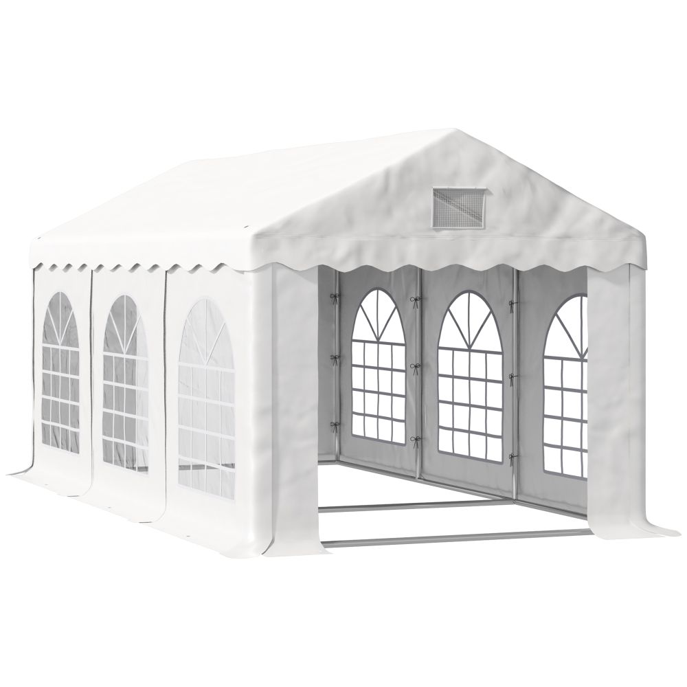 6mx3m Outsunny Gazebo Party Tent with 4 Side Walls - White