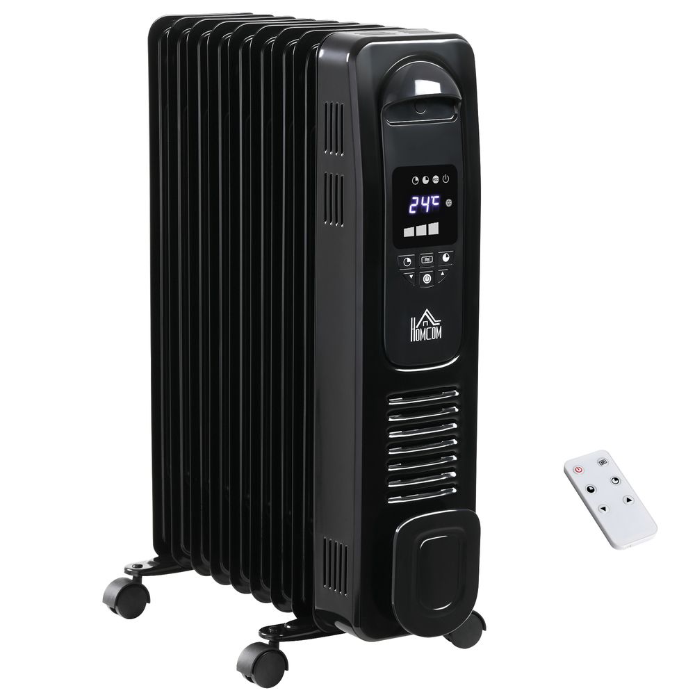 2180W Digital Electric Black Oil Filled Radiator Heater with LED Display Timer