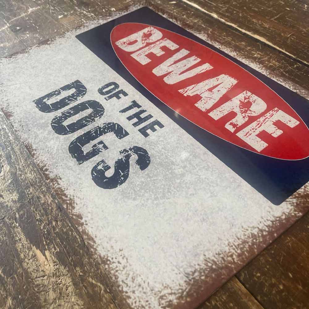 Custom Destressed Signs Distressed Look Metal Custom Beware Sign – Aspect Homeware