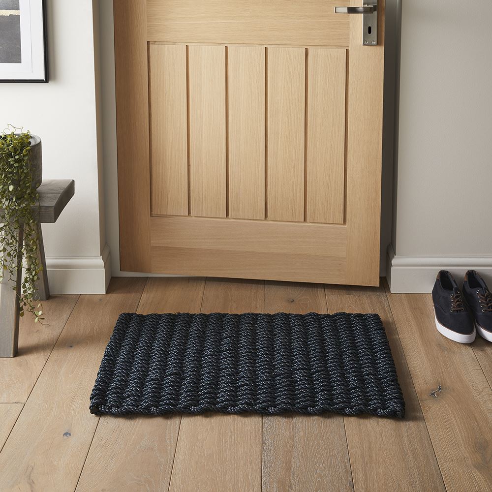 Didsbury Braided Navy Polypropylene Doormat - 45cm x 75cm
