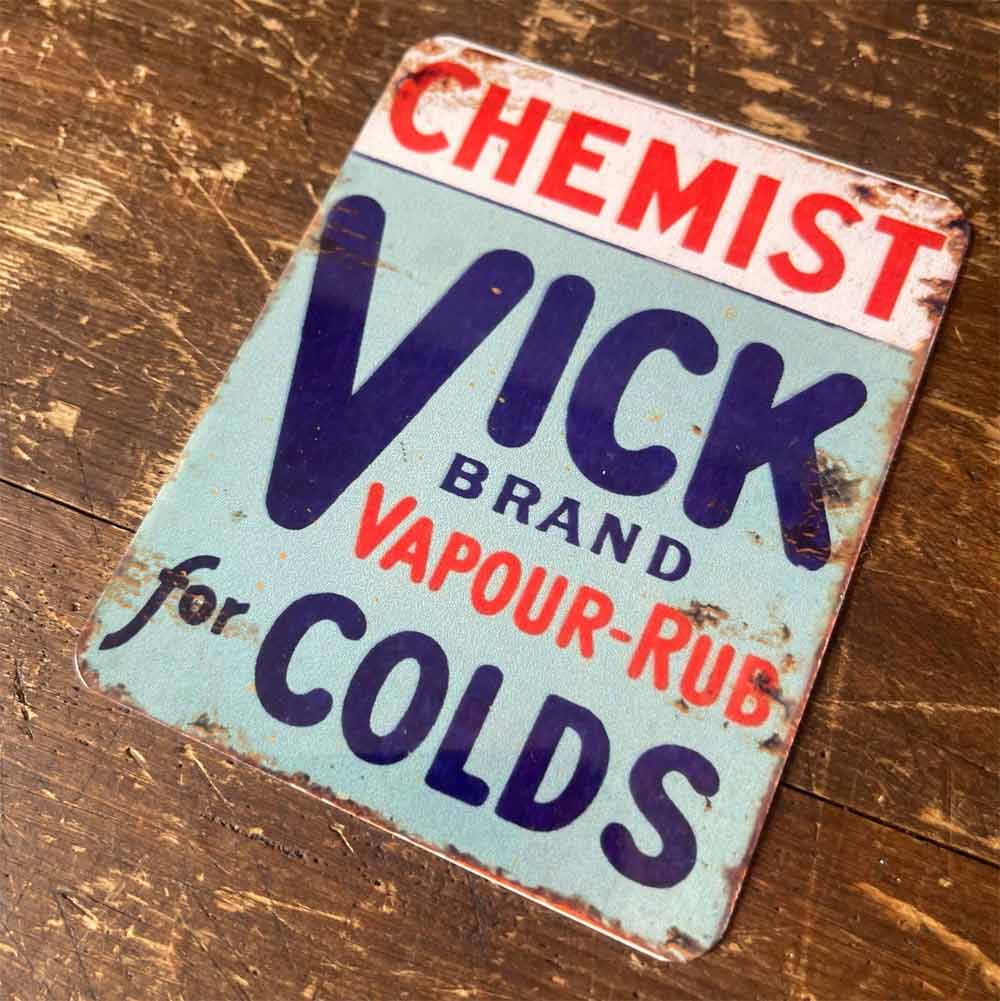 Retro Vicks Vapour Rub Metal Advertising Sign – Aspect Homeware