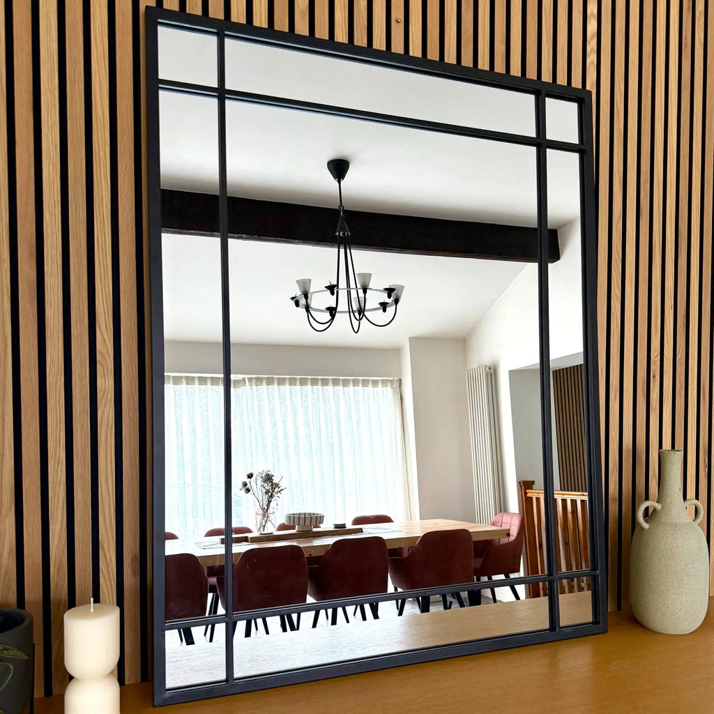 Aimi - Black Metal Rectangle Window Mirror - 95cm x 120cm