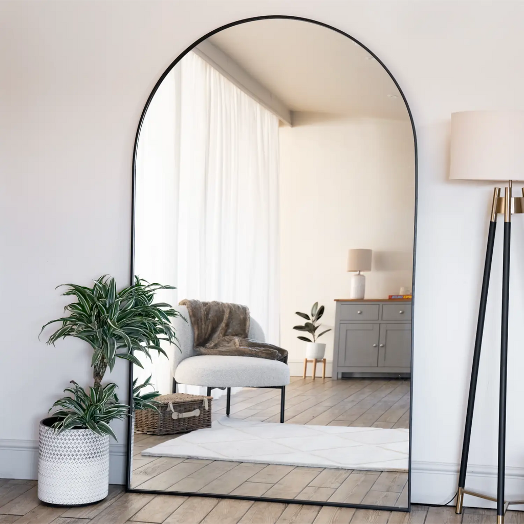 Akiko - Full Length Black Metal Arched Mirror - 180cm x 105cm