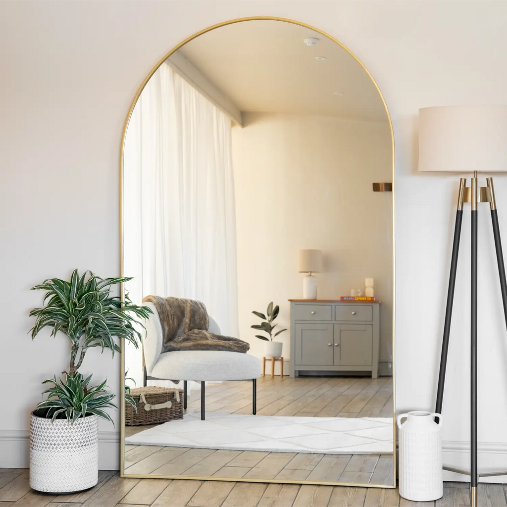 Akiko - Full Length Gold Metal Arched Mirror - 200cm x 120cm
