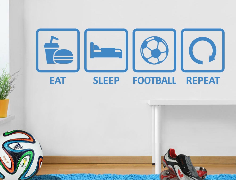 Eat Sleep Football Repeat Wall Sticker – Bedroom Football Wall Art Decor