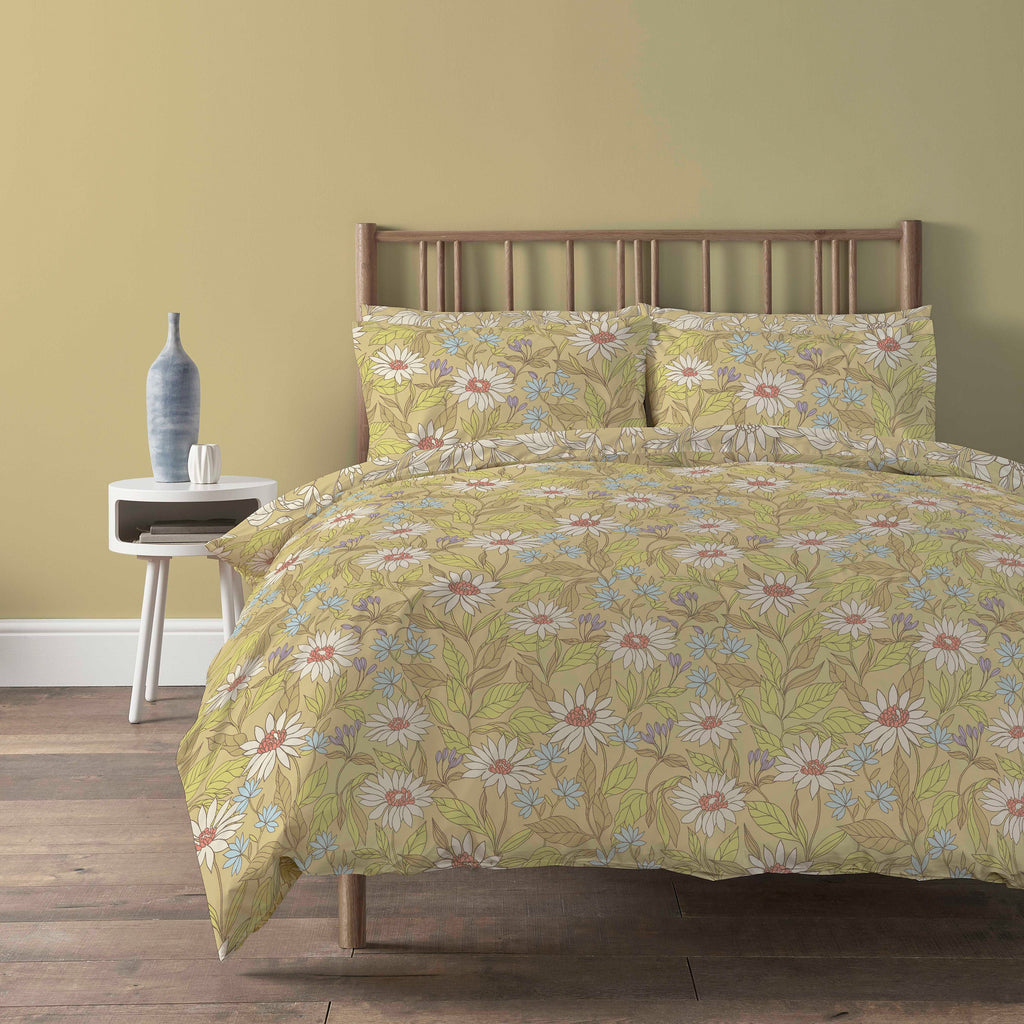 Olivia Rocco Elinor Ochre Floral Duvet Cover & Pillowcase Set – Super Soft