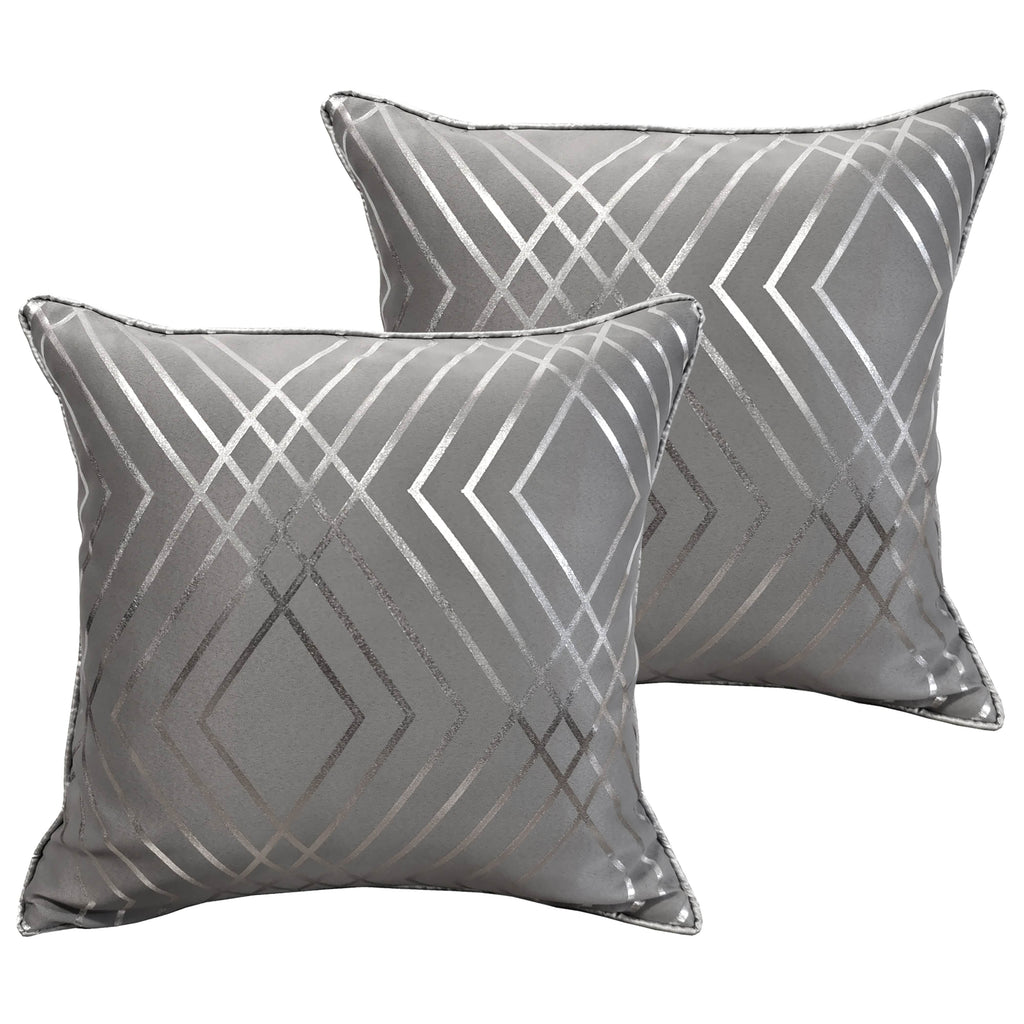 OLIVIA ROCCO Geo Sparkle Silver Cushion Covers - 2 Pack