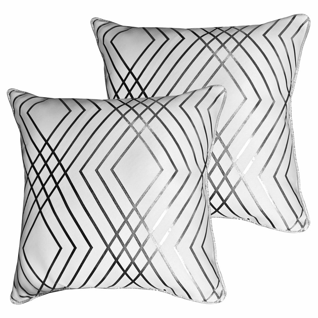 OLIVIA ROCCO Sparkle White Geometric Cushion Covers - 2 Pack