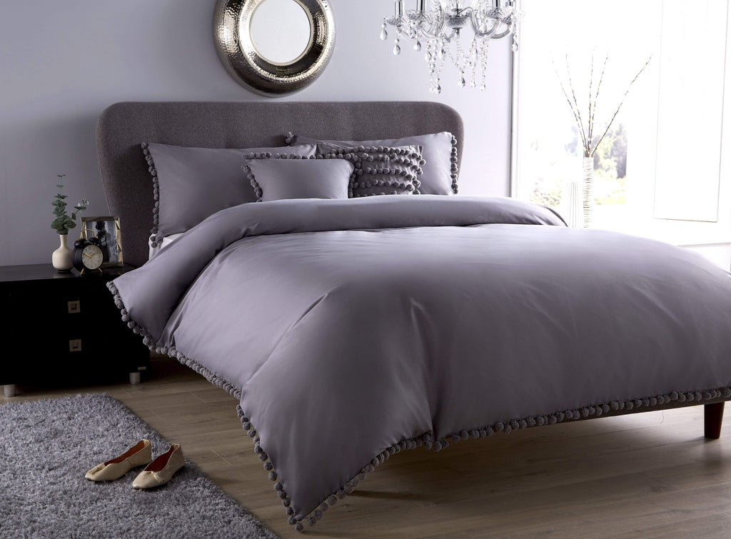 OLIVIA ROCCO Hand-Stitched Pom Pom Cotton-Rich Duvet Set – Durable, Elegant Bedding in Multiple Sizes & Colours