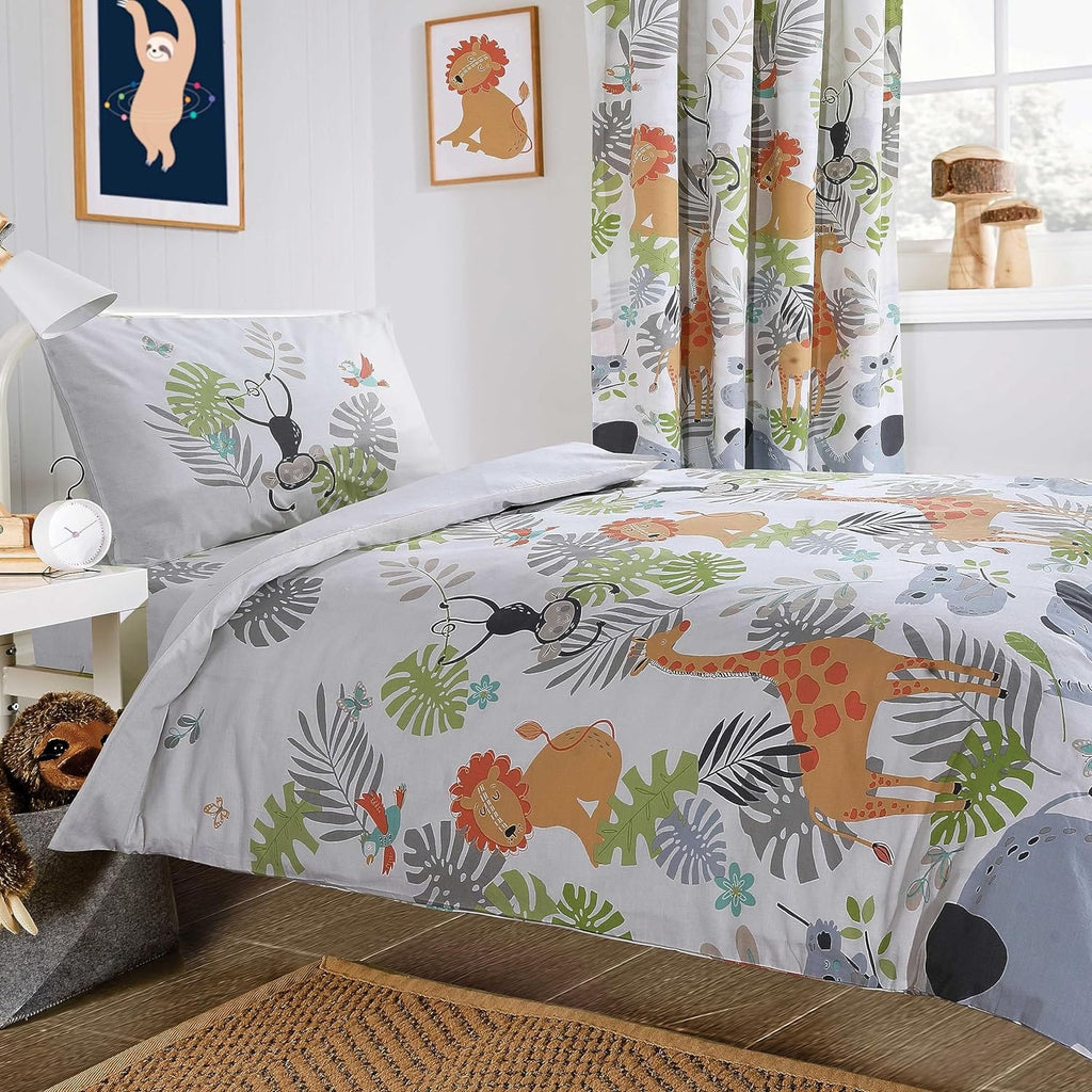 Olivia Rocco Kids Safari Jungle Animal Print Duvet Cover & Pillowcase Set – Soft & Durable
