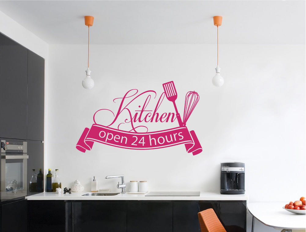 Kitchen Open 24 Hrs Wall Sticker – Cafe or Kitchen Decor