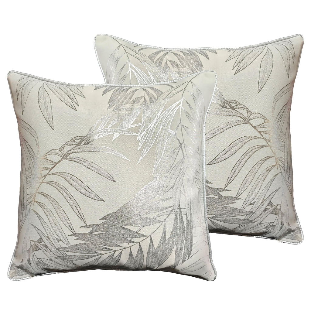 OLIVIA ROCCO Leaf Sparkle Cushion Covers 2 Pack – Natural Decorative Pillow Cases for Sofa or Bed