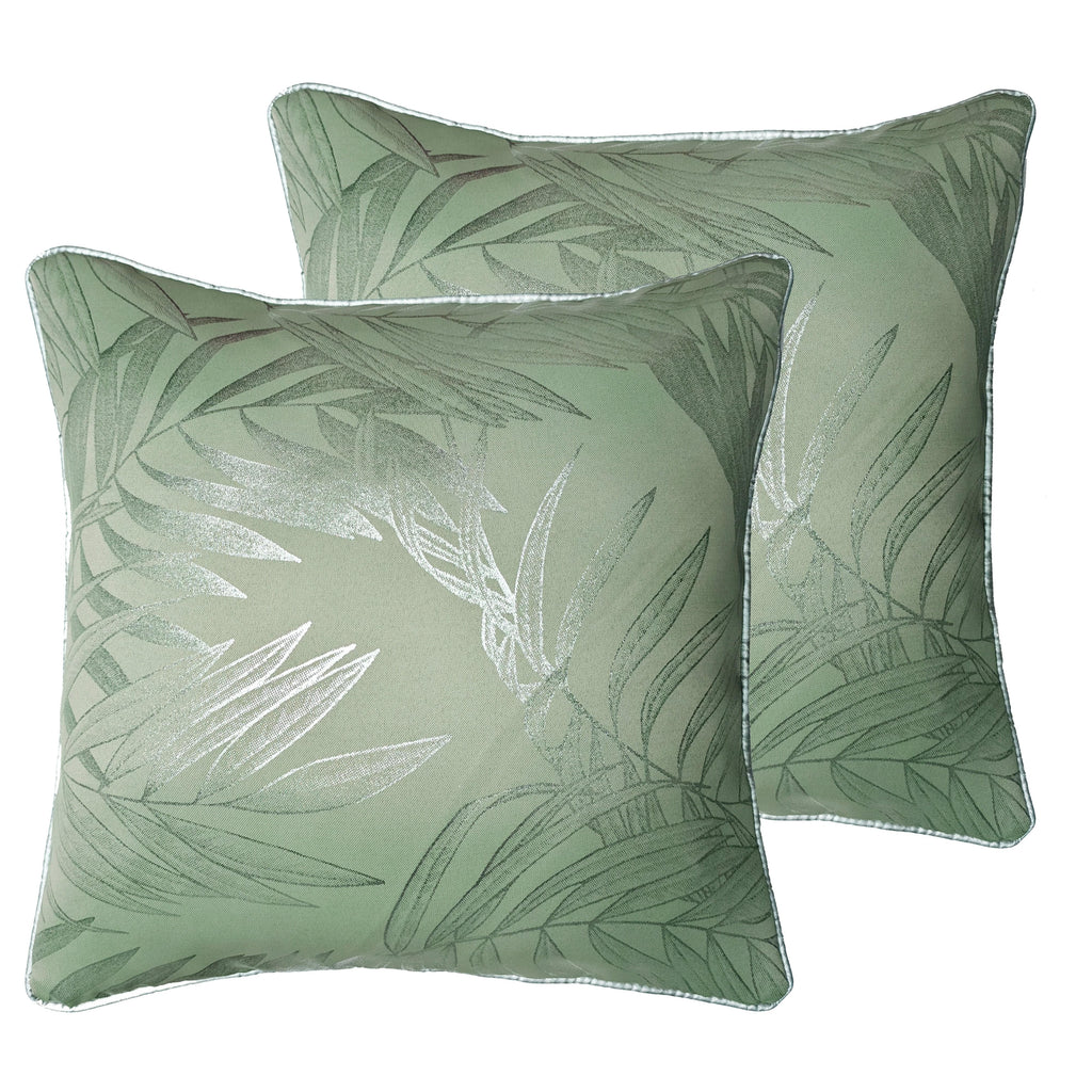 OLIVIA ROCCO Leaf Sparkle Cushion Covers 2 Pack – Sage Green Decorative Pillow Cases for Sofa or Bed