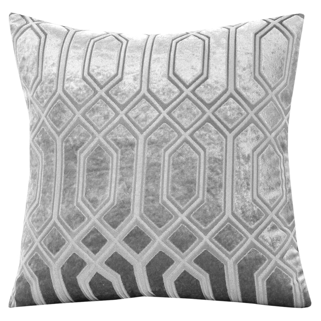 OLIVIA ROCCO 2 Pack Luxe Geo Velvet Cushion Covers – Grey