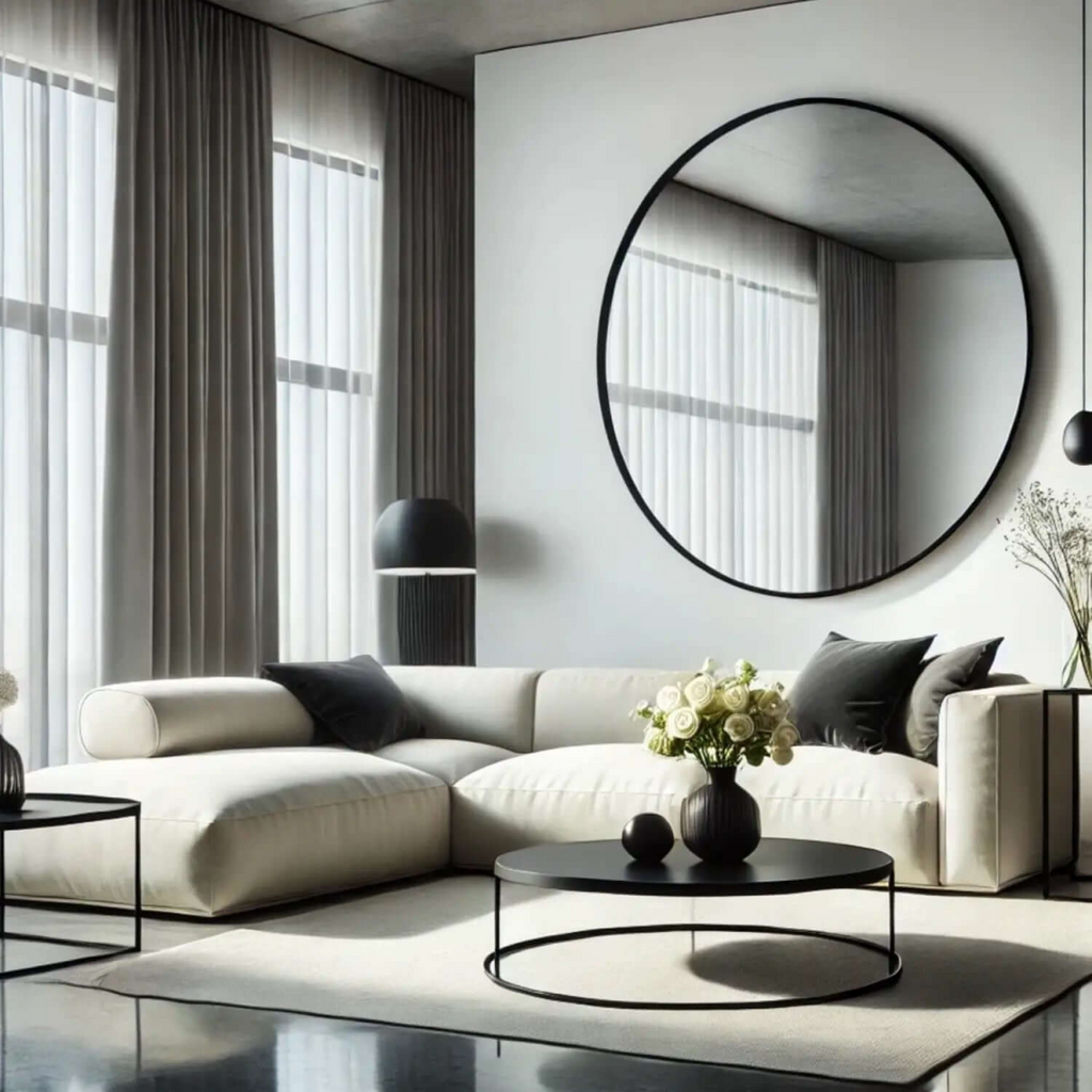 Rei Extra Large Round Black Metal Circle Mirror - 120cm x 120cm