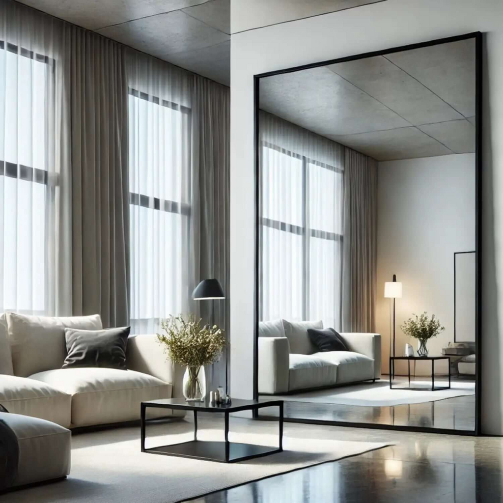 Takara Full Length Leaner Black Metal Rectangle Mirror - 200cm x 120cm