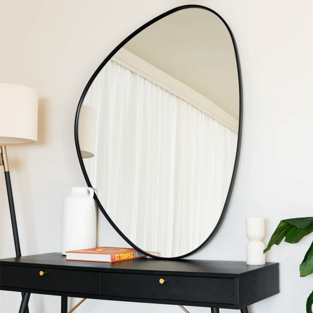Izumi Black Metal Irregular Pebble Mirror - 120cm x 90cm