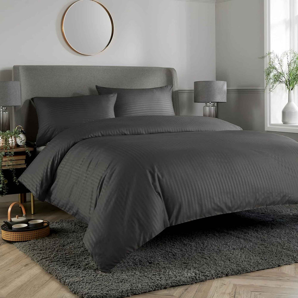 Olivia Rocco Mayfair Stripe Reversible Satin Duvet Cover Set – Luxurious