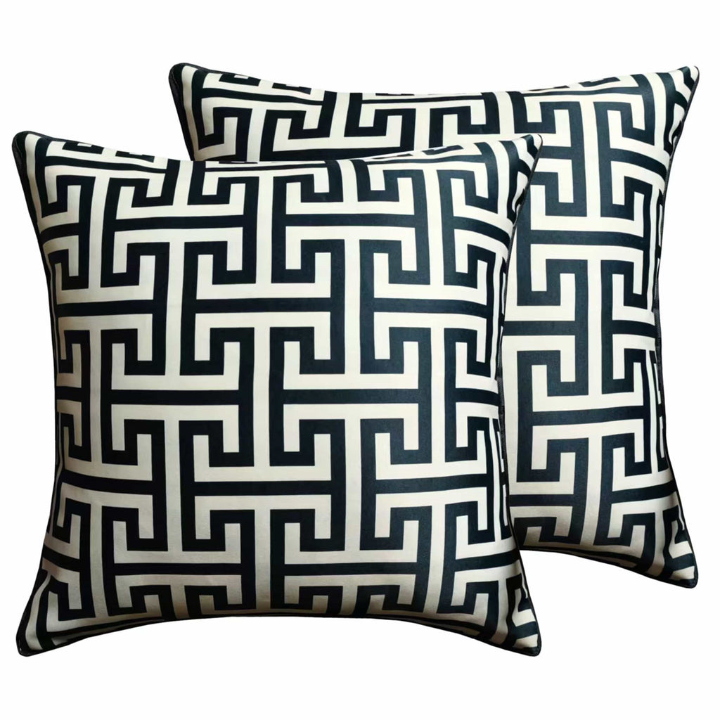 OLIVIA ROCCO Milano Black and White Maze Design Cushion Covers - 2 Pack