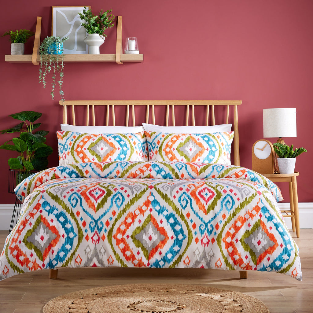 Olivia Rocco Peru-Inspired Multi-Coloured Duvet Cover & Pillowcase Set – Cotton Blend
