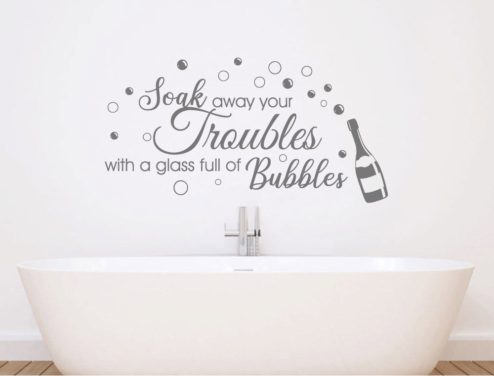 Soak Away Your Troubles With a Glass Full of Bubbles Wall Sticker