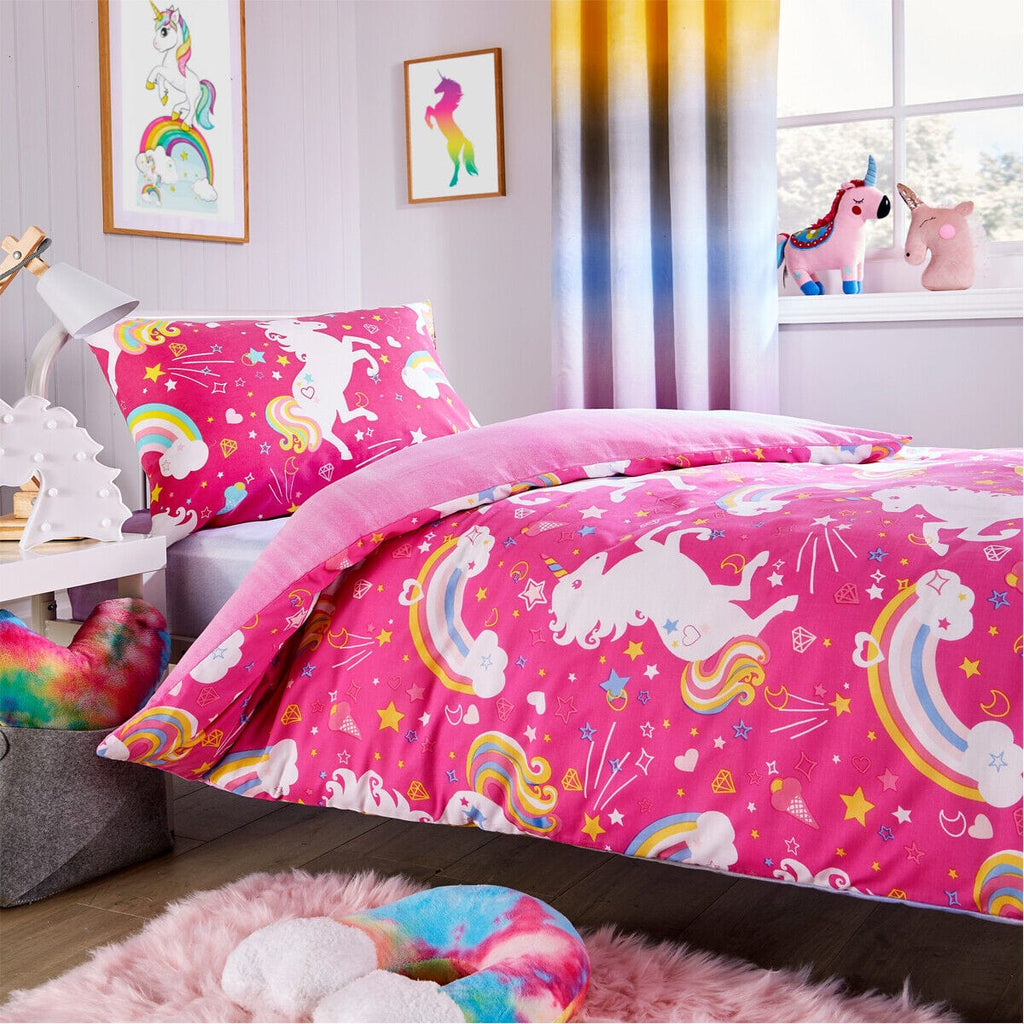 OLIVIA ROCCO Unicorn Rainbow Kids Duvet Set – Magical Cotton Blend Bedding